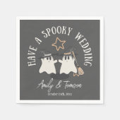 Rustic Grey Spooky Ghost Halloween Wedding Custom Servet (Voorkant)