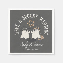 Rustic Grey Spooky Ghost Halloween Wedding Custom