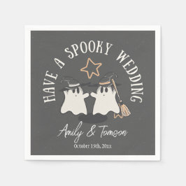 Rustic Grey Spooky Ghost Halloween Wedding Custom Servet