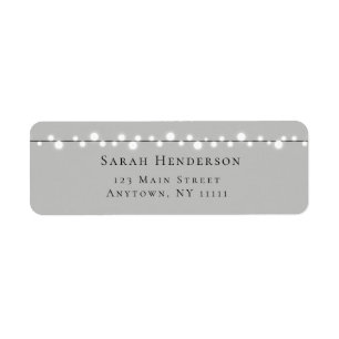 Rustic Grey String Lights Return Address Label
