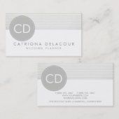 Rustic Grey Stripes Circle Monogram Visitekaartje (Voorkant / Achterkant)