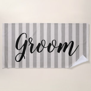 Rustic Grey Stripes Groom Strandlaken
