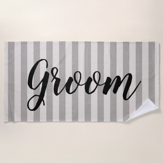 Rustic Grey Stripes Groom Strandlaken (Voorkant)