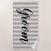 Rustic Grey Stripes Groom Strandlaken (Voorkant)
