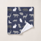 Rustic Grey Tones Woodland Creats & Navy Blue Bad Handdoek (Wasdoekje)