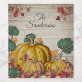 Rustic Grey Wood Autumn Oranje pompoen Wijn Etiket (Enkel label)