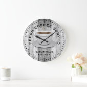 Rustic Grey Wood Coffee Theme Farmhouse Kitchen Grote Klok (Huis)