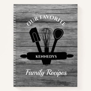 Rustic Grey Wood Favoriete Familie ontvangt Cookbo Notitieboek