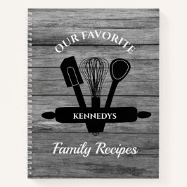 Rustic Grey Wood Favoriete Familie Recipbook Notitieboek