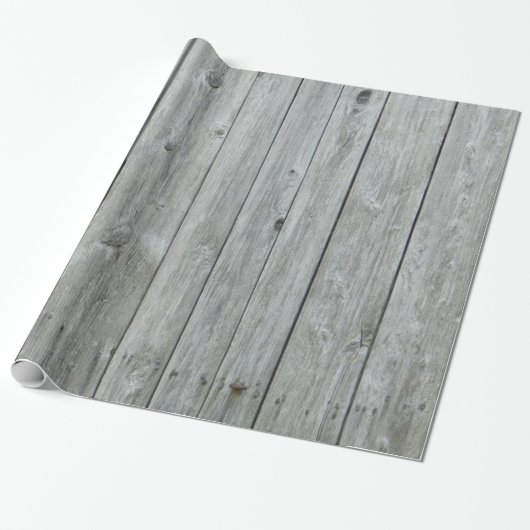 Rustic Grey Wood Grain Cadeaupapier (Uitgerold)