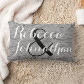 Rustic Grey Wood Grain Monogram Weddenschap Kussen (Deken)