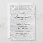 Rustic Grey Wood Lace Engagement Party Kaart (Voorkant)