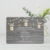 Rustic Grey Wood Lichten & Mason Jar Vrijgezellenf Kaart (Staand voorkant)