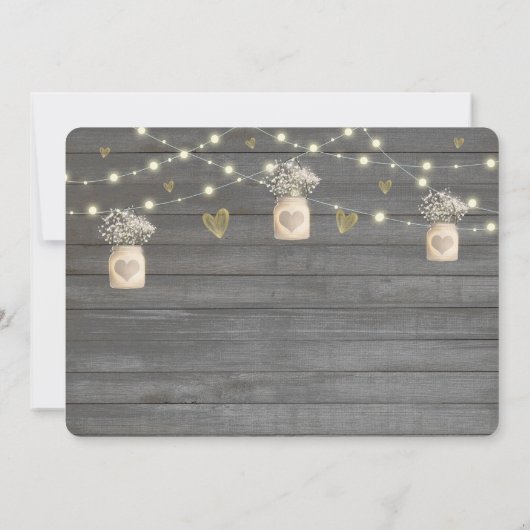 Rustic Grey Wood Lichten & Mason Jar Vrijgezellenf Kaart (Achterkant)