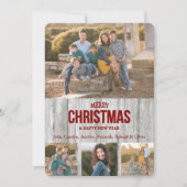 Rustic Grey Wood Panel Four Photo Template Holiday Feestdagenkaart (Voorkant)