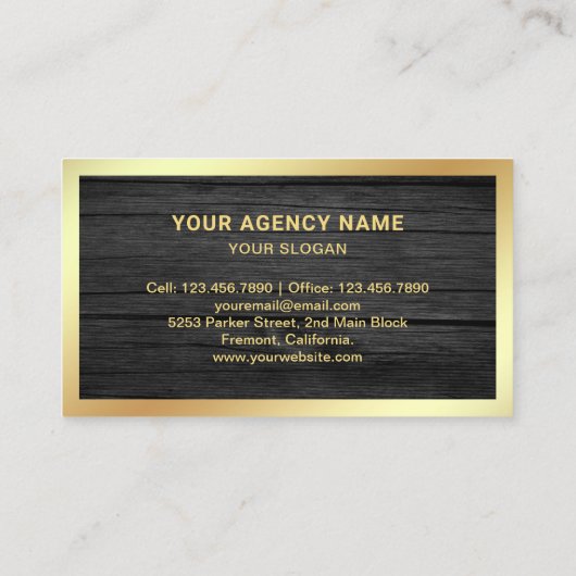 Rustic Grey Wood privé-detective Visitekaartje (Achterkant)