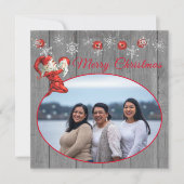 Rustic Grey Wood Red Elf kerst (Voorkant)