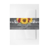 Rustic Grey Wood Sunflower and Red Rose Wedding Uitnodigingen Wikkel (Voorkant Voorbeeld)