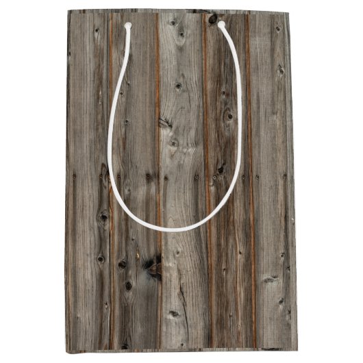 Rustic Grey Wood Tone Medium Gift Bag Cadeauzakje (Voorkant)
