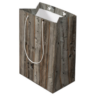 Rustic Grey Wood Tone Medium Gift Bag Cadeauzakje