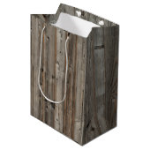 Rustic Grey Wood Tone Medium Gift Bag Medium Cadeauzakje (Voorkant Gekanteld)