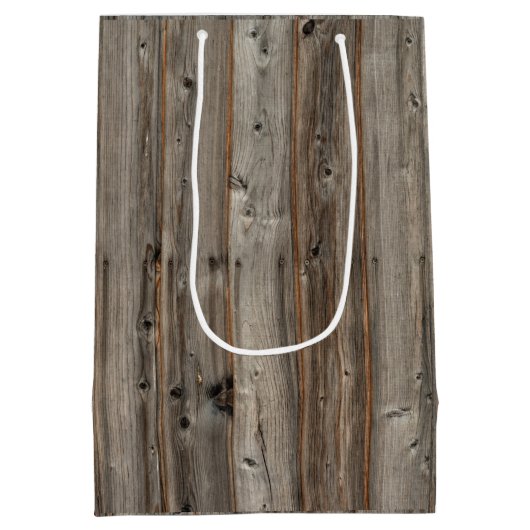 Rustic Grey Wood Tone Medium Gift Bag Medium Cadeauzakje (Achterkant)