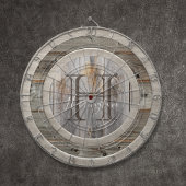Rustic Grey Wood Tone Monogram Dartbord