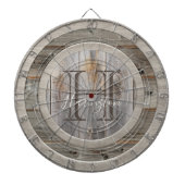 Rustic Grey Wood Tone Monogram Dartbord (Voorkant)