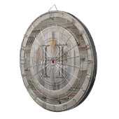 Rustic Grey Wood Tone Monogram Dartbord (Voorkant Rechts)