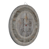 Rustic Grey Wood Tone Monogram Dartbord (Voorkant Links)