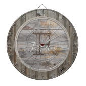 Rustic Grey Wood Tone Monogram Dartbord (Voorkant)