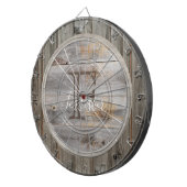 Rustic Grey Wood Tone Monogram Dartbord (Voorkant Rechts)