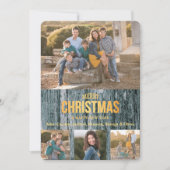 Rustic Grey Wood Vier Fotoplaat kerstmis Feestdagenkaart (Voorkant)