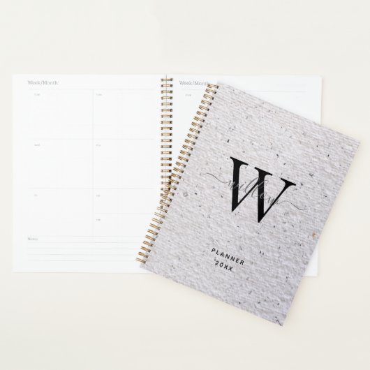 Rustic grijs Antiek papieren monogram Planner (Display)