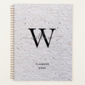 Rustic grijs Antiek papieren monogram Planner (Voorkant)