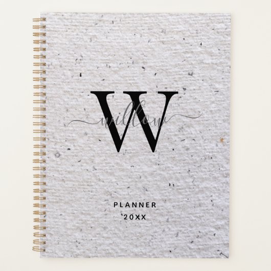 Rustic grijs Antiek papieren monogram Planner (Voorkant)