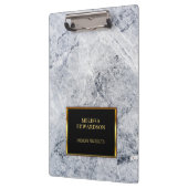 Rustic grijs marmer zwart goud monogrammen klembord (Links)