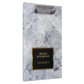 Rustic grijs marmer zwart goud monogrammen klembord (Rechts)