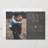 Rustic grijze handgeschreven foto Opslaan datum Save The Date (Voorkant)