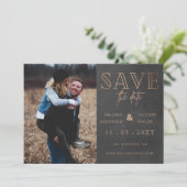 Rustic grijze handgeschreven foto Opslaan datum Save The Date (Staand voorkant)