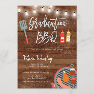 Rustic Grill and Chill Afstuderen BBQ Party Kaart