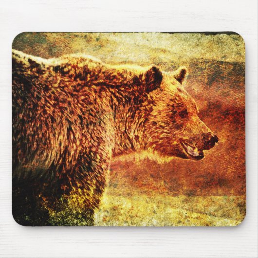 Rustic Grizzly Beer Art Muismat (Voorkant)
