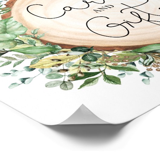 Rustic groen blad kaarten cadeaus bruiloft baby sh poster (Hoek)