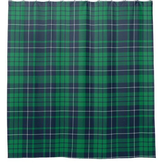 Rustic Groen Blauw Schotse Ruit Patroon Douchegordijn (Voorkant)