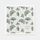 Rustic Groen Botanisch Patroon Monogram Servet (Voorkant)