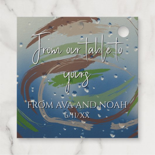 Rustic Groen, Bruin & Beige Kwaststreek Bedankjes Labels (Achterkant)