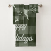 Rustic Groen Buffalo Plaid Kerst Handdoekenset Bad Handdoek (Insitu)