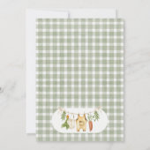 Rustic Groen Gingham Lokale Baby Shower Kaart (Achterkant)
