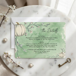 Rustic Groen Herfst Pompoen Trouwkaart Bijlage RSVP Kaartje