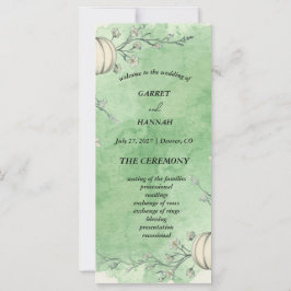 Rustic Groen Herfst Pompoen Trouwprogramma